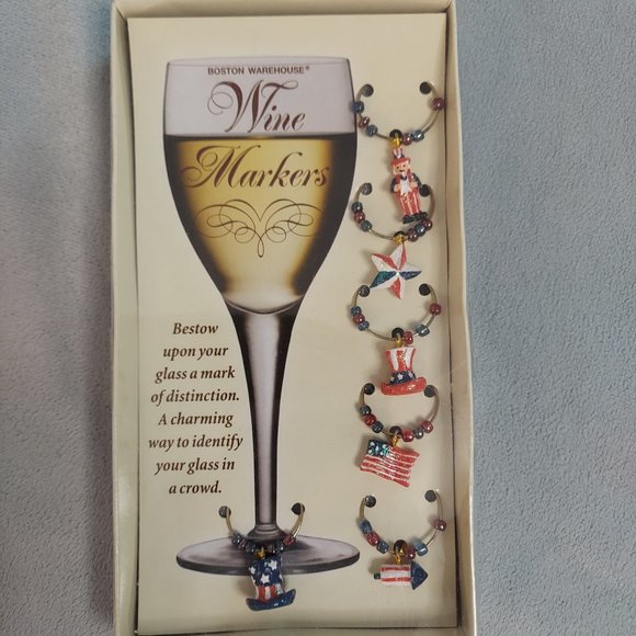 Patriotic Wine Charms - Picture 1 of 4